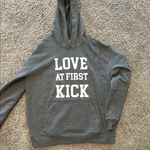 Gray Love At First Kick Hoodie